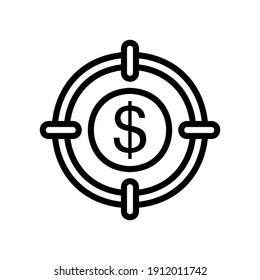 Money target icon vector illustration in line style about marketing and growth for any projects, use for website mobile app presentation