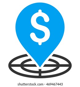 Money Target icon. Vector style is bicolor flat iconic symbol with rounded angles, blue and gray colors, white background.