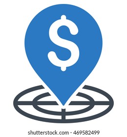 Money Target icon. Vector style is bicolor flat iconic symbol with rounded angles, smooth blue colors, white background.