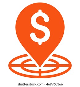 Money Target icon. Vector style is flat iconic symbol with rounded angles, orange color, white background.