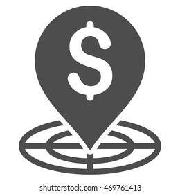 Money Target icon. Vector style is flat iconic symbol with rounded angles, gray color, white background.