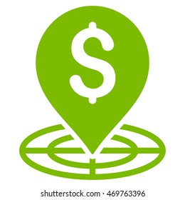 Money Target icon. Vector style is flat iconic symbol with rounded angles, eco green color, white background.