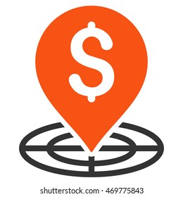 Money Target icon. Vector style is bicolor flat iconic symbol with rounded angles, orange and gray colors, white background.