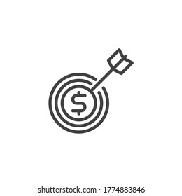 Money target line icon. linear style sign for mobile concept and web design. Success business outline vector icon. Symbol, logo illustration. Vector graphics