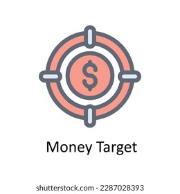 Money Target Vector Fill Umrisssymbole. Einfache Stockillustrationsmaterial