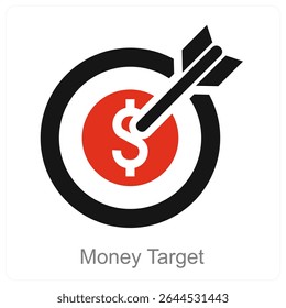 Diseño de concepto de icono de Vector Money Target