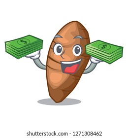 With money taro tuber isolated in the mascot