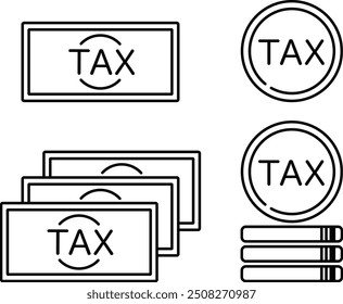 Money with TAX word icon set