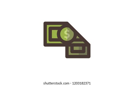 Money Template Filled Line Icon Isolated