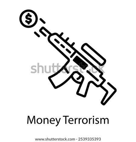 Money terrorism icon in linear style