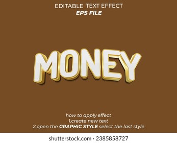 money  text effect, font editable, typography, 3d text. vector template
