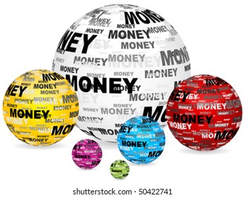 money text on balls