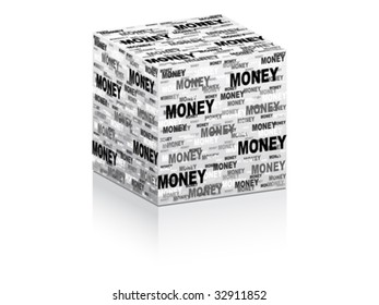 money text on box vector illustration