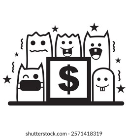 money theme doodle vector design