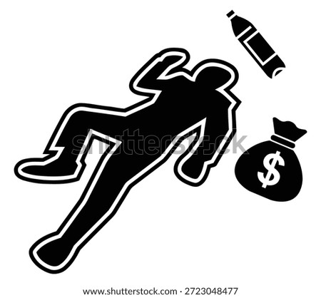 Money thief silhouette money robber. Vector illustration.