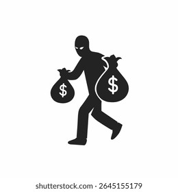 money thief silhouette vector,money robber illustration 
