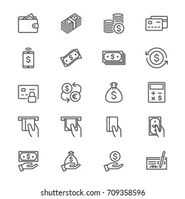 Money thin icons