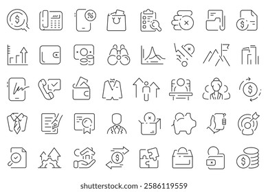 Money thin line icons set. Money vector symbol and icons.