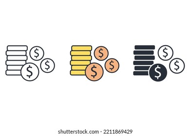 money thin line icons. Vector illustration isolated on white. Editable stroke