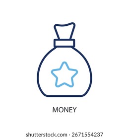 Iconos de vector de línea delgada de dinero.
