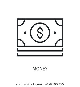 Iconos de vector de línea delgada de dinero.