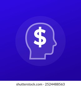 money thinking icon, transparent design