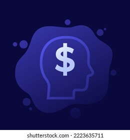 money thinking icon, vector design