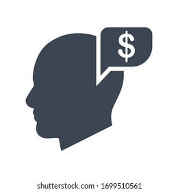 Icono de pensamiento del dinero gráfico vectorial.