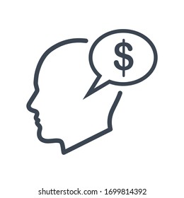 Icono de pensamiento del dinero gráfico vectorial.