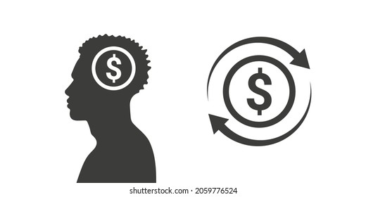 Money thinking sign. Icon of U.S. Dollars. Money investment icon. Vector illustration