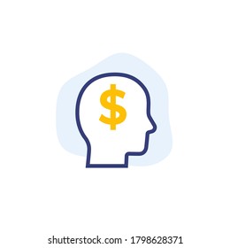 money thinking vector icon on white