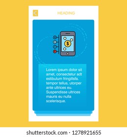 Money through smartphone  mobile vertical banner design design. Vector