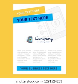 Money through smartphone  Title Page Design for Company profile ,annual report, presentations, leaflet, Brochure Vector Background