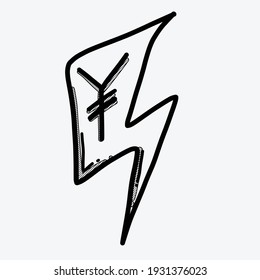 Money thunder vector icon. Drawing sketch illustration hand drawn line.