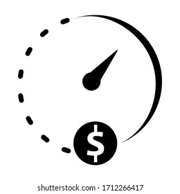 Geldzeit, Uhr, Icon ansehen. Konzept der Design-Elemente der Benutzeroberfläche. Digitale Countdown-App, User Interface-Kit, mobile Uhr-Schnittstelle. Es ist an der Zeit, das Zeichen der Vektorillustration in Dollar zu schreiben