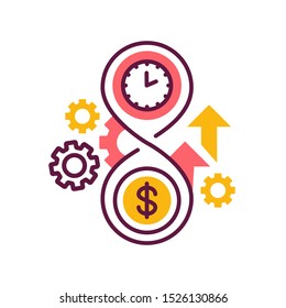 Money And Time Color Line Icon. Cash Management. Financial Operations. Sign For Web Page, Mobile App, Button, Logo. Vector Isolated Element. Editable Stroke.