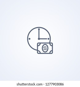Money time, deposit , vector best gray line icon on white background, EPS 10