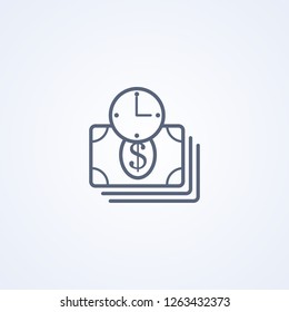 Money time, earn time, vector best gray line icon on white background , EPS 10