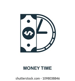 Money Time icon. Flat style icon design. UI. Illustration of money time icon. Pictogram isolated on white. Ready to use in web design, apps, software, print