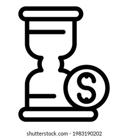 Money time icon. Outline Money time vector icon for web design isolated on white background