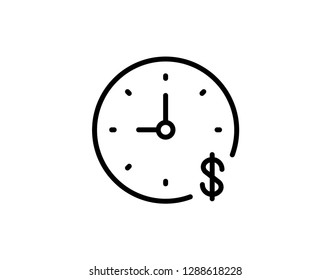 Money time icon. A simple vector illustration combining a clock and a dollar sign, representing the concept of time as money or financial efficiency