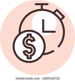 Dinero y tiempo, ilustración, vector sobre fondo blanco.