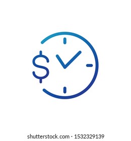 money and time management, clock and dollar sign. Stock Vector illustration isolated on white background.