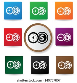 Money & time symbol on buttons,vector