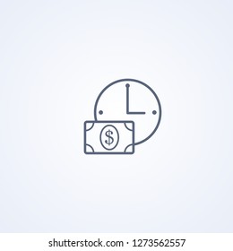 Money time, vector best gray line icon on white background , EPS 10