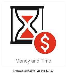 Money And Time vector icon concept design