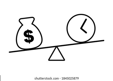 Money and Time. Work-Life Balance. Vector illustration.