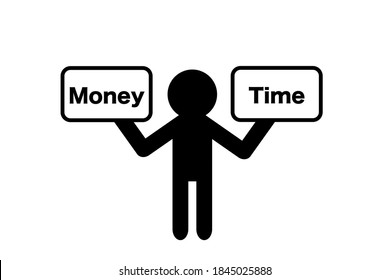 Money and Time. Work-Life Balance. Vector illustration.