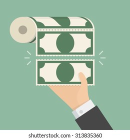 Money Toilet Paper. Business concept illustration