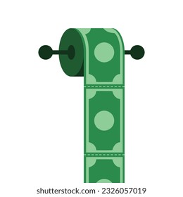 Money as toilet paper tissue. Economy financial vector art illustration